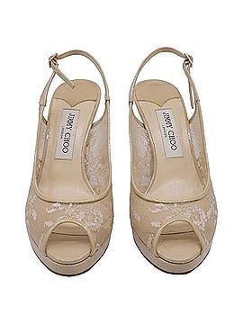 Jimmy Choo Jimmy Choo Nova Lace Accent Slingback Pumps in Nude Leather (view 2)