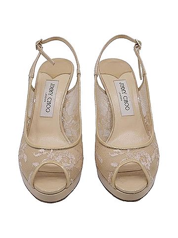 Jimmy Choo Jimmy Choo Nova Lace Accent Slingback Pumps in Nude Leather (view 2)