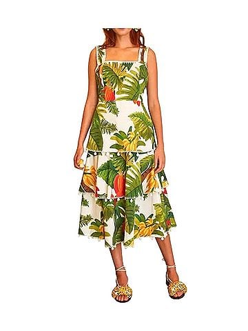 FARM Rio white cocoa forest midi dress Casual Dress (view 1)
