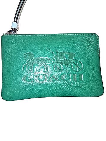 Coach Coach C8717 Corner Zip Wristlet with Horse and Carriage - Green Leather Wristlet (view 1)