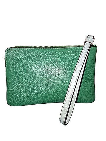 Coach Coach C8717 Corner Zip Wristlet with Horse and Carriage - Green Leather Wristlet (view 2)