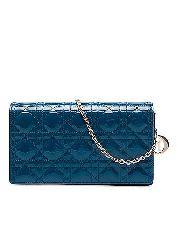 Dior Patent Cannage Lady Dior Wallet On Chain (view 1)