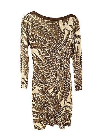 Lauren by Ralph Lauren Silk Cashmere Feather Print Sweater Dress Casual Dress (view 2)