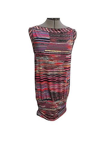 BCBGMAXAZRIA Abstract Striped Ruched Mini Dress Cocktail Dress (view 1)