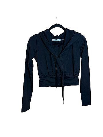 Susana Monaco Black Cropped Pullover Hoodie (view 1)