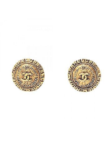 Chanel Chanel Coco Mark Logo Earrings, Gold Plated (GP), Women's, Tone (view 1)