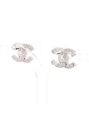 Chanel Chanel Coco Mark Earrings, Metal Jewelry, Women's, Silver Tone, Multicolor (view 2)