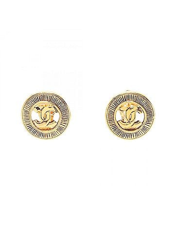 Chanel Chanel Coco Mark Earrings, Gold Plated (GP), Women's, Tone (view 1)