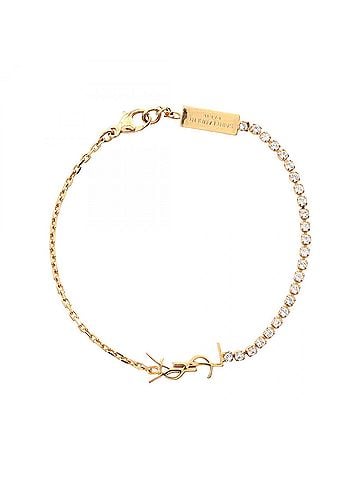 Yves Saint Laurent Yves Saint Laurent Saint Laurent Paris Cassandra Bracelet, Gold Plated (GP), Rhinestone, Women's, Gold/Clear Tones (view 1)