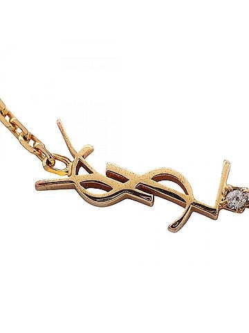 Yves Saint Laurent Yves Saint Laurent Saint Laurent Paris Cassandra Bracelet, Gold Plated (GP), Rhinestone, Women's, Gold/Clear Tones (view 2)