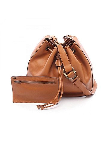 Salvatore Ferragamo Salvatore Ferragamo Gancini Drawstring Shoulder Bag/Handbag, Leather, Women's, Brown (view 1)