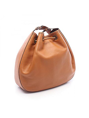 Salvatore Ferragamo Salvatore Ferragamo Gancini Drawstring Shoulder Bag/Handbag, Leather, Women's, Brown (view 2)