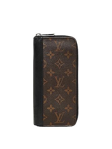 Louis Vuitton Louis Vuitton Monogram Macassar Zippy Wallet Vertical Round Zipper Long M60109 Noir Black Brown Leather Women's LOUIS VUITTON (view 1)