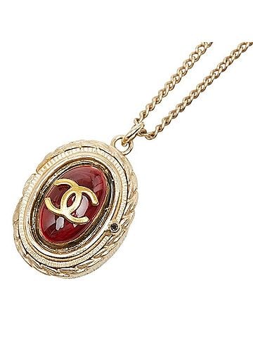 Chanel Chanel Vintage Coco Mark Heart Key Motif Rogue Necklace Gold Red Plated Rhinestone Women's CHANEL (view 1)