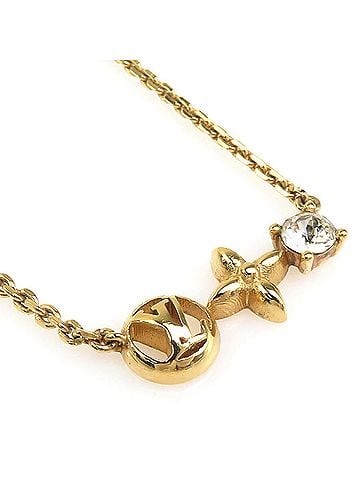 Louis Vuitton Louis Vuitton Petit Metal Rhinestone Necklace, Gold, Women's, M00368 e62159i (view 1)