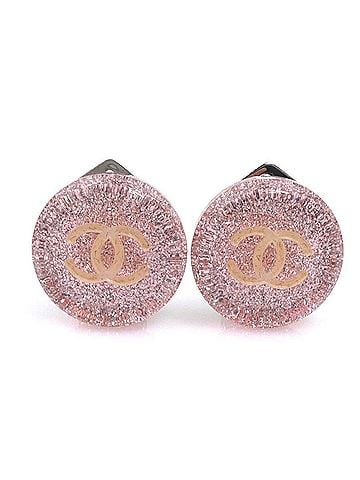 Chanel Chanel earrings, resin and metal, pink silver, women's, h32435a (view 1)