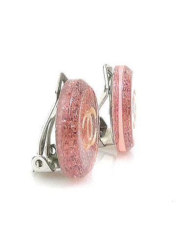 Chanel Chanel earrings, resin and metal, pink silver, women's, h32435a (view 2)