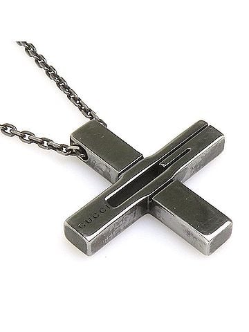 Gucci Gucci necklace, sterling silver 925, gunmetal, men's, h32427a (view 1)