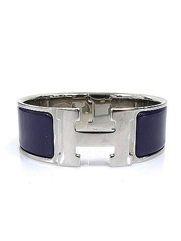 Hermès Hermes HERMES Bangle Bracelet Clic Clac Metal Enamel Silver Purple Women's e62153a (view 1)