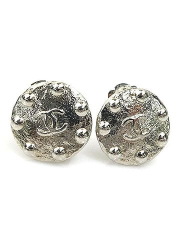 Chanel Chanel earrings, Coco Mark design, metal, silver, women's, e62151i (view 1)
