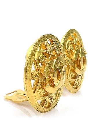 Chanel Chanel earrings, Coco Mark design, metal, gold, women's, e62149a (view 2)