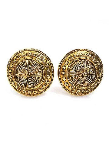 Chanel Chanel earrings, metal, gold, women's, e62148a (view 1)