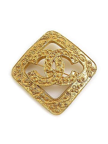 Chanel Chanel brooch, Coco Mark, metal, gold, women's, e62147a (view 1)