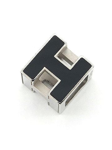 Hermès Hermes Cage d'H H-Cube Pendant Top, Silver Black Metal Enamel Head Necklace for Women (view 1)