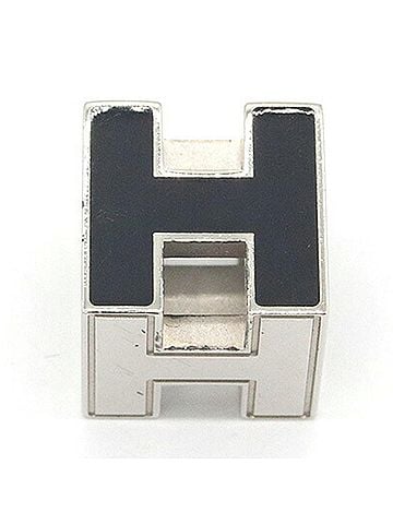 Hermès Hermes Cage d'H H-Cube Pendant Top, Silver Black Metal Enamel Head Necklace for Women (view 2)