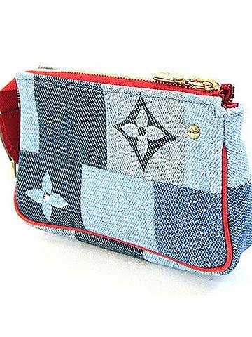 Louis Vuitton Louis Vuitton Monogram Denim Micro Pochette Accessoires M68760 Blue Red Mini Pouch Patchwork Wallet/Coin Case LOUIS VUITTON (view 2)