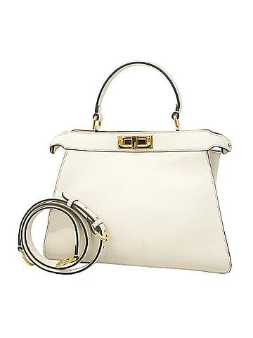 Fendi Fendi Peekaboo I.U. Leather Handbag, White, 2-way Bag for Women (view 1)