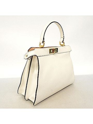 Fendi Fendi Peekaboo I.U. Leather Handbag, White, 2-way Bag for Women (view 2)
