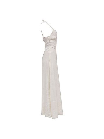Cult Gaia Cult Gaia Cut-Out Side-Slit Halter Strap Maxi Dress in White Linen (view 2)