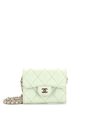Chanel Classic Flap Card Holder on Chain Quilted Caviar Mini (view 1)