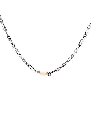David Yurman Figaro Chain Necklace Sterling Silver with 18K Yellow Gold and Pearls (view 1)
