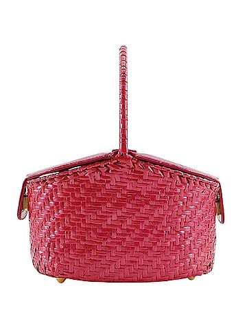 Fendi Fendi FENDI Basket Bag Handbag Straw x Embossed Leather Pink bag for Women (view 1)