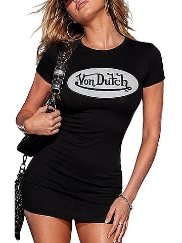 Von Dutch Von Dutch black bodycon T-shirt dress Active Dress (view 1)