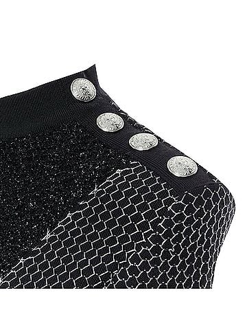 Balmain Balmain Rousteing silver thread fluffy military dress (view 2)