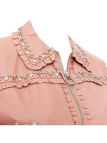 Miu Miu Miu Miu crystal trim lambskin leather jacket (view 2)