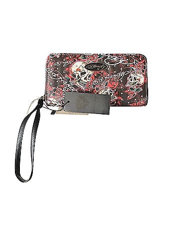Ed Hardy Black Red Skull Rose Zip Wallet Wallet (view 2)