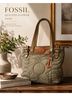 Fossil Floral Multi Color Tan Leather Tote One size - photo 6
