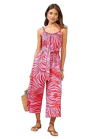 Lipsy Pink Palm Cami Culotte Jumpsuit Jumpsuit (view 1)