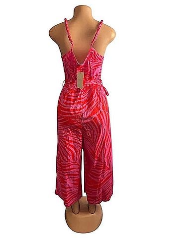 Lipsy Pink Palm Cami Culotte Jumpsuit Jumpsuit (view 2)