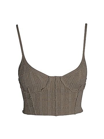Acne Acne Studios Cropped Tank Top in Beige Wool (view 1)