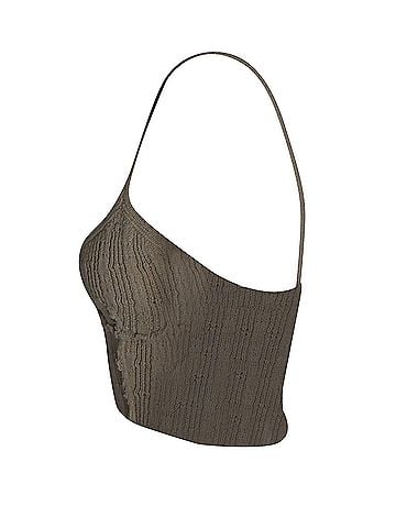 Acne Acne Studios Cropped Tank Top in Beige Wool (view 2)