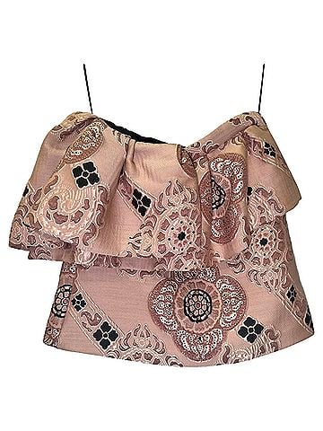 Dries Van Noten Dries van Noten Strapless Ruffled Top in Pink Polyester (view 1)