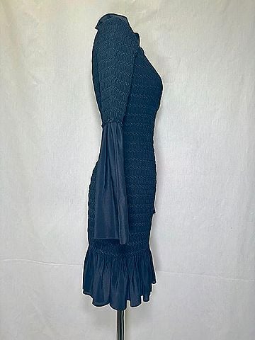 Stella McCartney Stella McCartney Shirred Mini Dress in Navy Blue Silk (view 1)