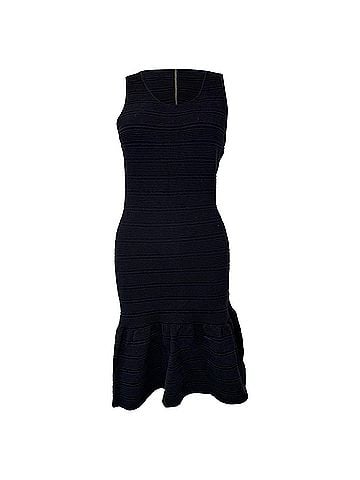 Sandro Sandro Scoop Neck Ribbed Mini Dress in Navy Blue Cotton (view 1)