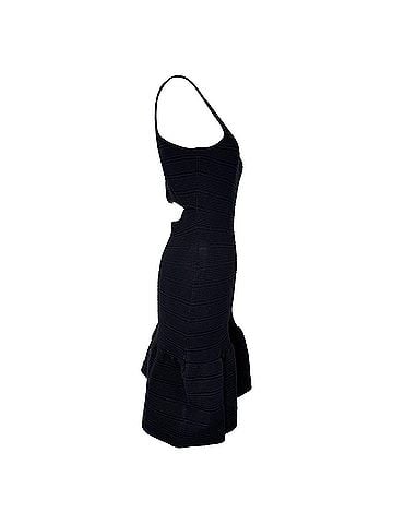 Sandro Sandro Scoop Neck Ribbed Mini Dress in Navy Blue Cotton (view 2)