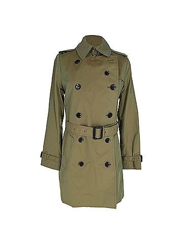 Burberry Burberry Double-Breasted Belted Trench Coat in Olive Cotton (view 1)